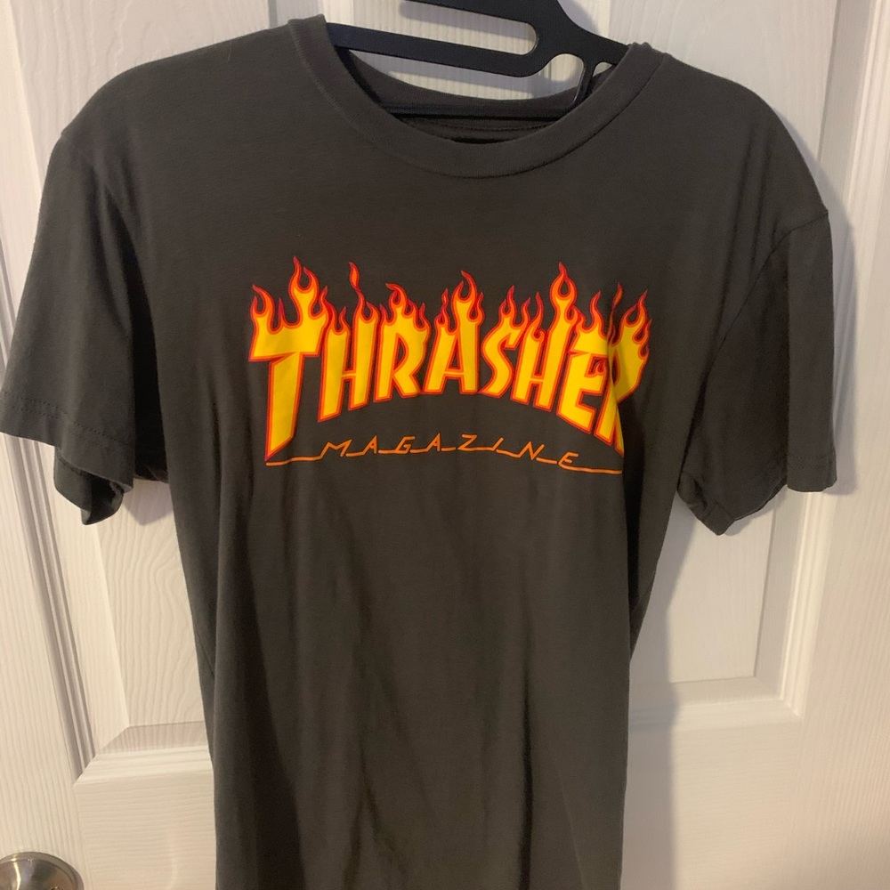 Thrasher Tee-Shirt Gray Orange Skateboard Tee